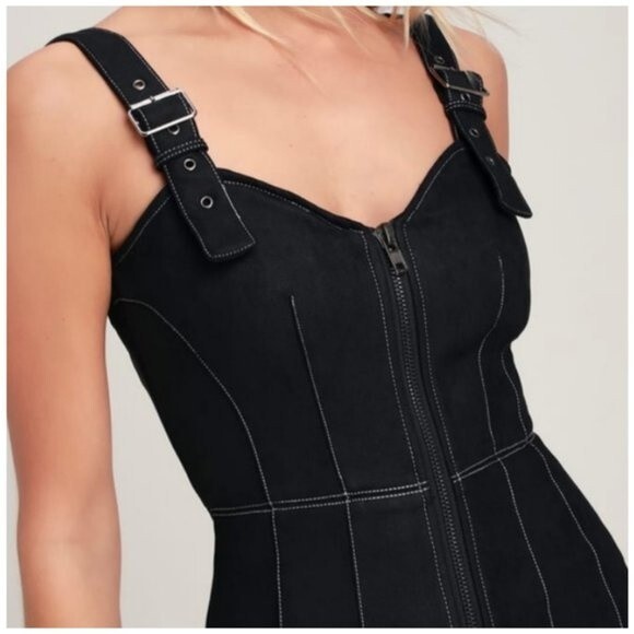 Honey Punch Black Zip-Front Bodycon Dress - Picture 6 of 16